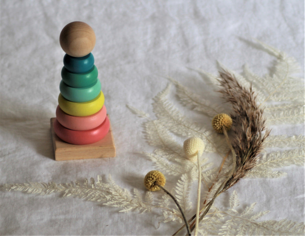Wooden Stacking Block Ring Tower - Small